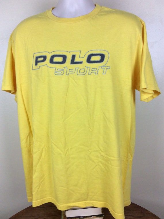 Vtg 90s Polo Sport T-Shirt Gold Yellow L Ralph La… - image 4