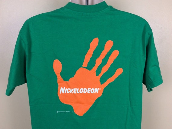 Vtg 1993 Nickelodeon Studios T-shirt Green L/XL 90s Hanes Kids TV