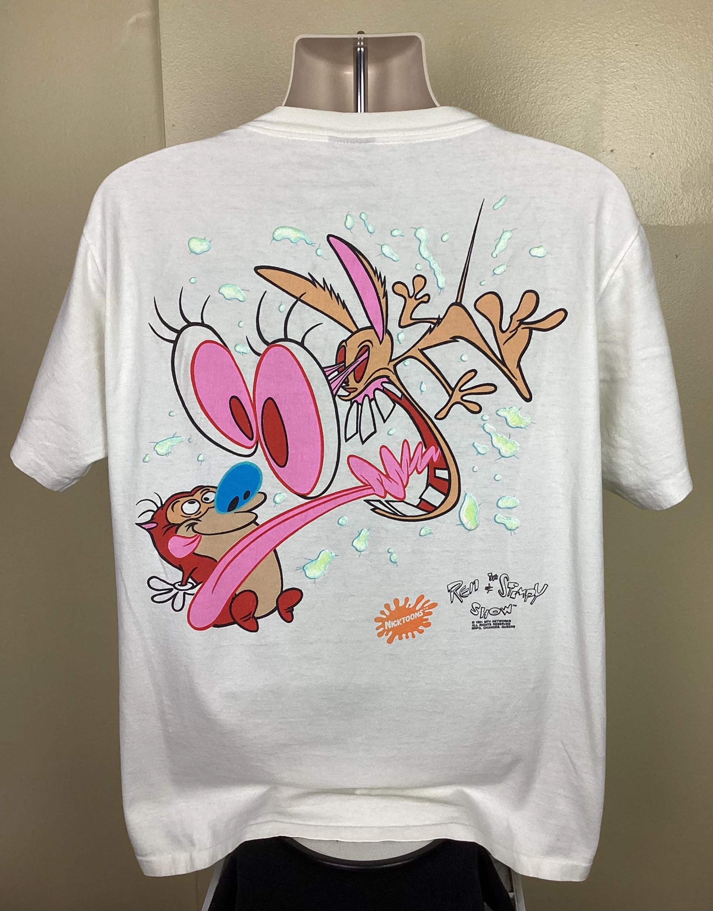 Vtg 1991 the Ren and Stimpy Show T-shirt White XL 90s Nickelodeon