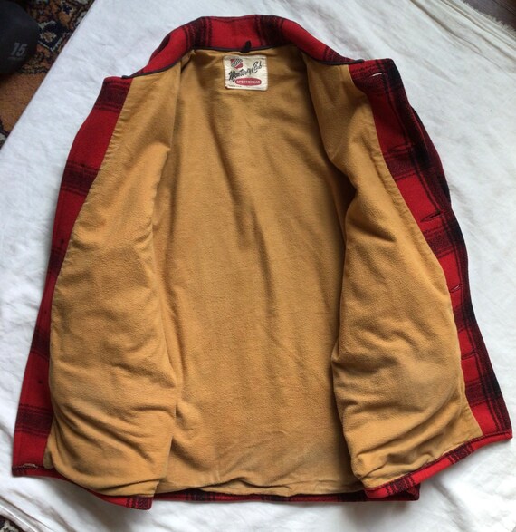 Vtg 50s 60s Monterey Club Wool Coat Red M/L Laid Button up Jacket 