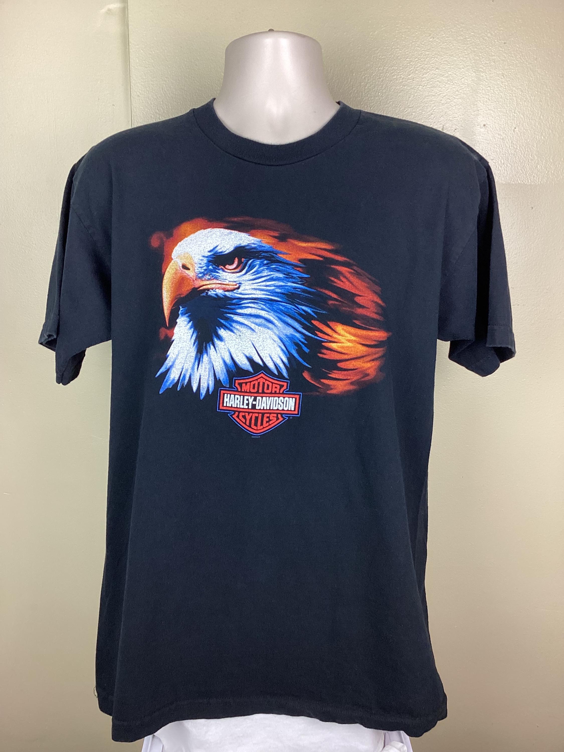 Vtg 2004 Harley Davidson Bald Eagle T-shirt Black L Y2K Tonawanda