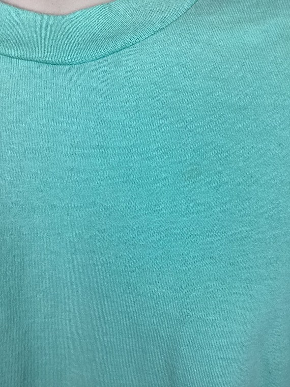 Vtg 80s 90s Screen Stars Sea Green T-Shirt L Blan… - image 6