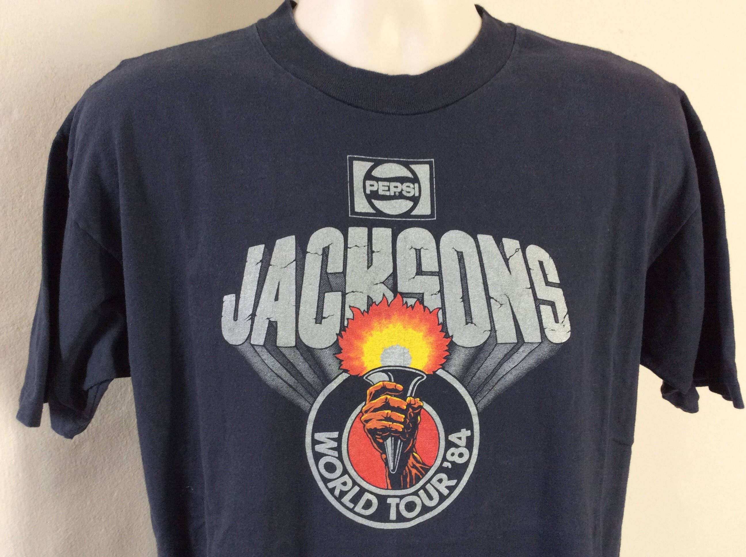 Vtg 1984 Jacksons Concert T-shirt Black L/XL 80s Michael Jackson