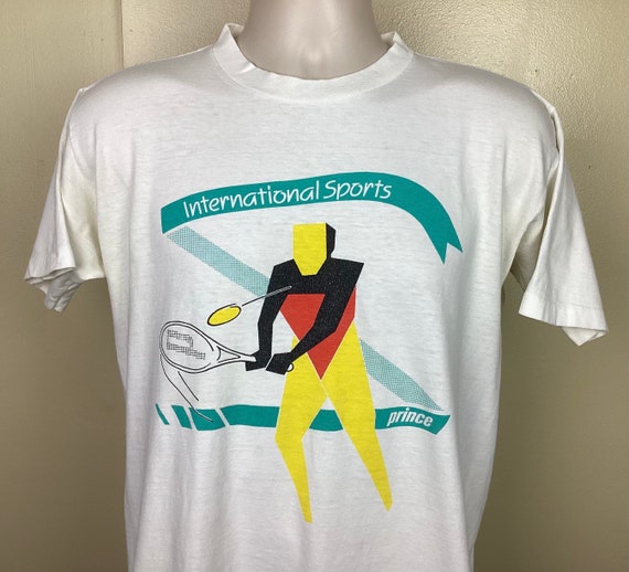 Vtg 80s 90s Prince Tennis T-shirt White M Made in USA Single