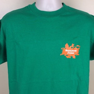Vtg 1993 Nickelodeon Studios T-Shirt Green L/XL 90s Hanes Kids TV Show Handprint