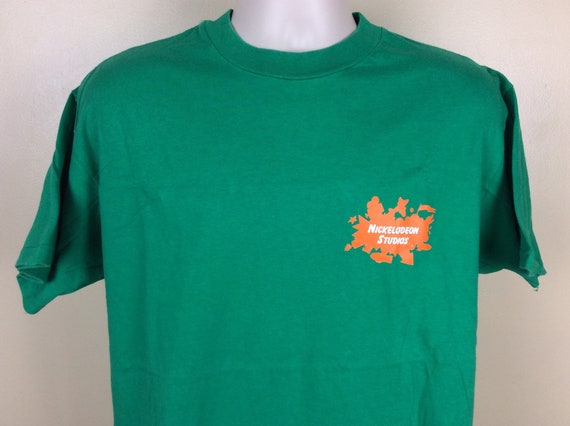Vtg 1993 Nickelodeon Studios T-Shirt Green L/XL 9… - image 1
