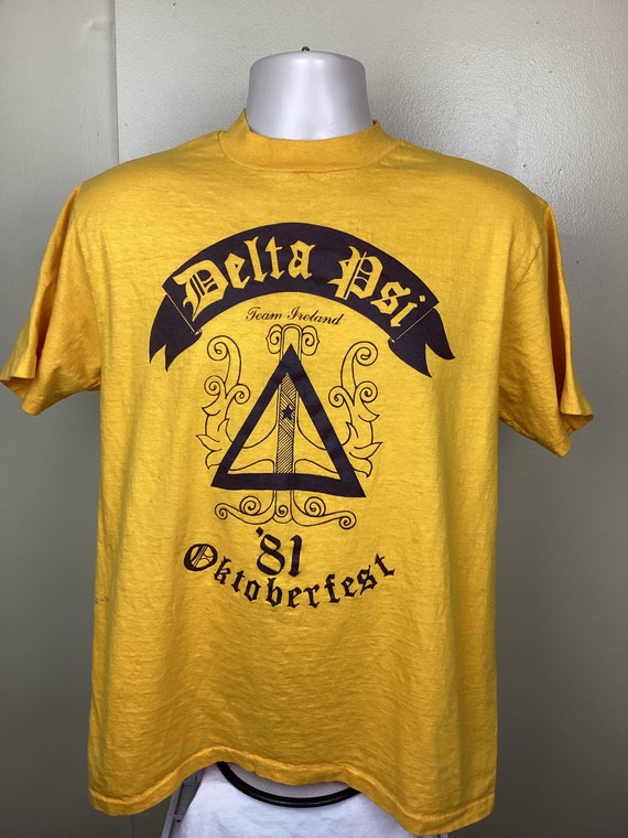 Vtg 1981 Delta Psi Oktoberfest ‘81 T-Shirt Gold M… - image 2