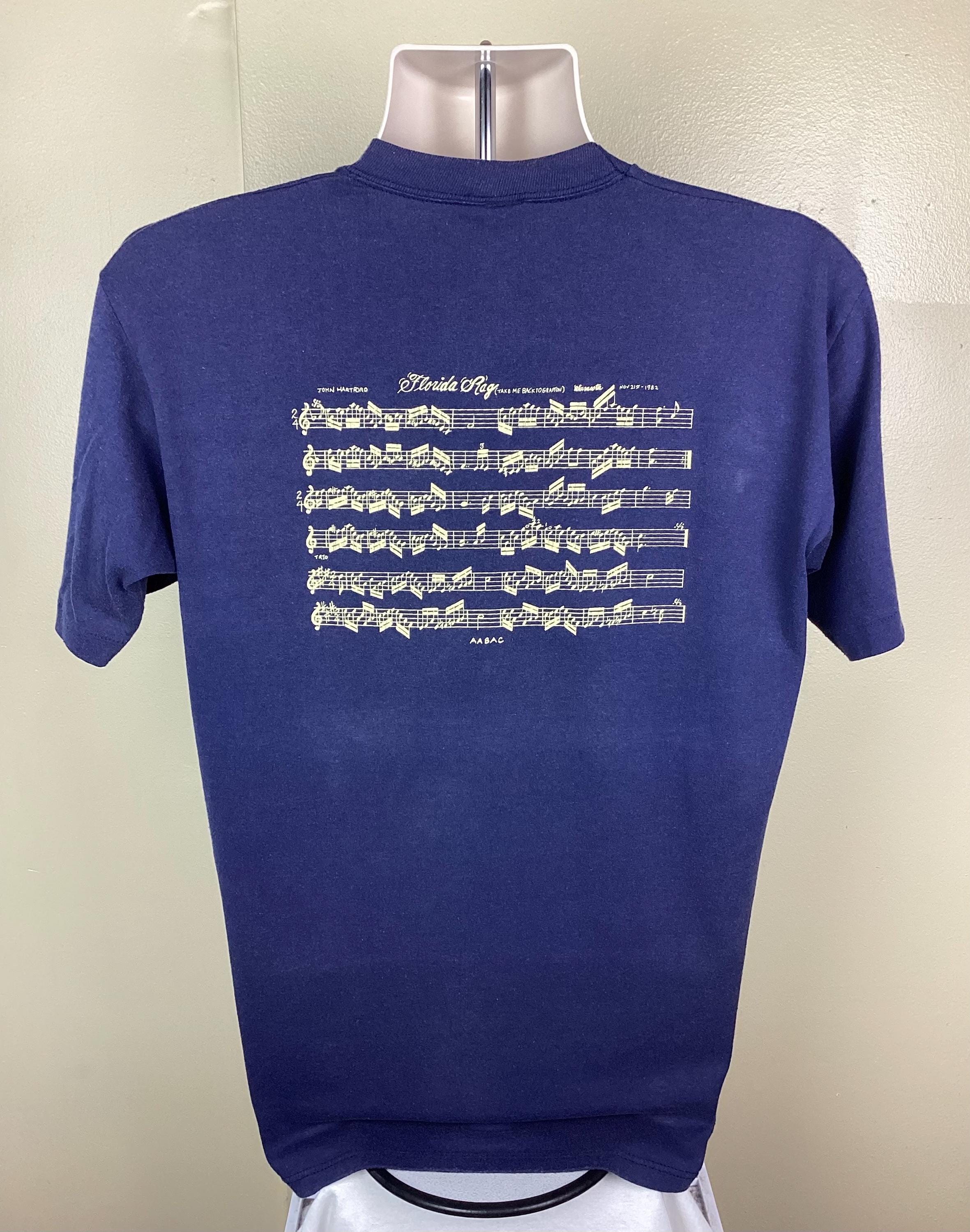 Vintage 1982 John Hartford T-shirt Blue L 80s Florida Rag 
