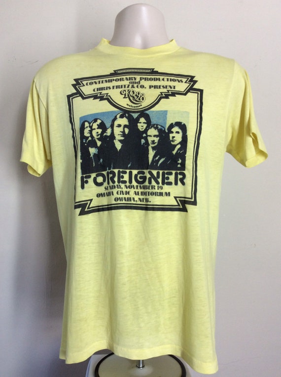 Vtg 1978 Foreigner Concert T-Shirt Yellow S 70s Cl