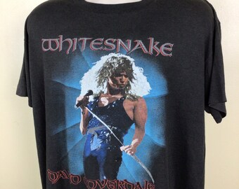 Vtg 1987 Whitesnake David Coverdale Concert T-shirt Black XL 80s