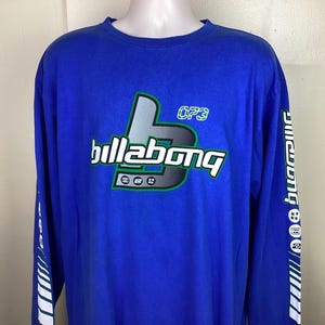 90s billabong ロンT L ブルー ビラボン ロゴ ドラゴン フレーム 袖 