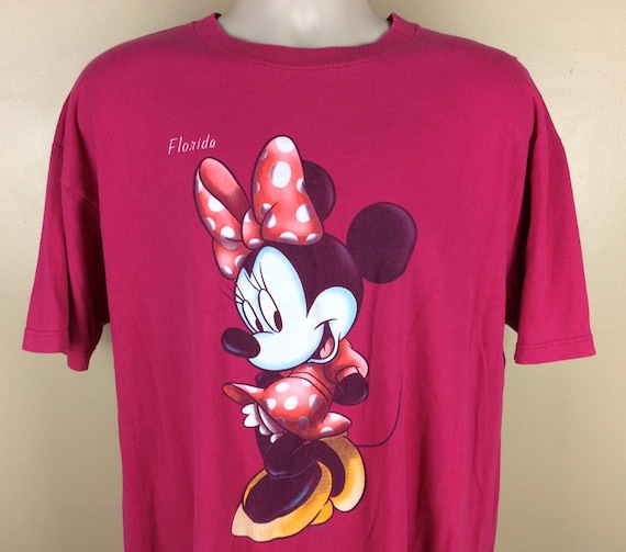 Vtg 90s Minnie Mouse Florida T-shirt Fuchsia Pink XL Sherry's