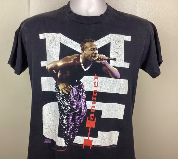 Vtg 1991 MC Hammer T-shirt Black M 90s Hip Hop Rap Pop Music 
