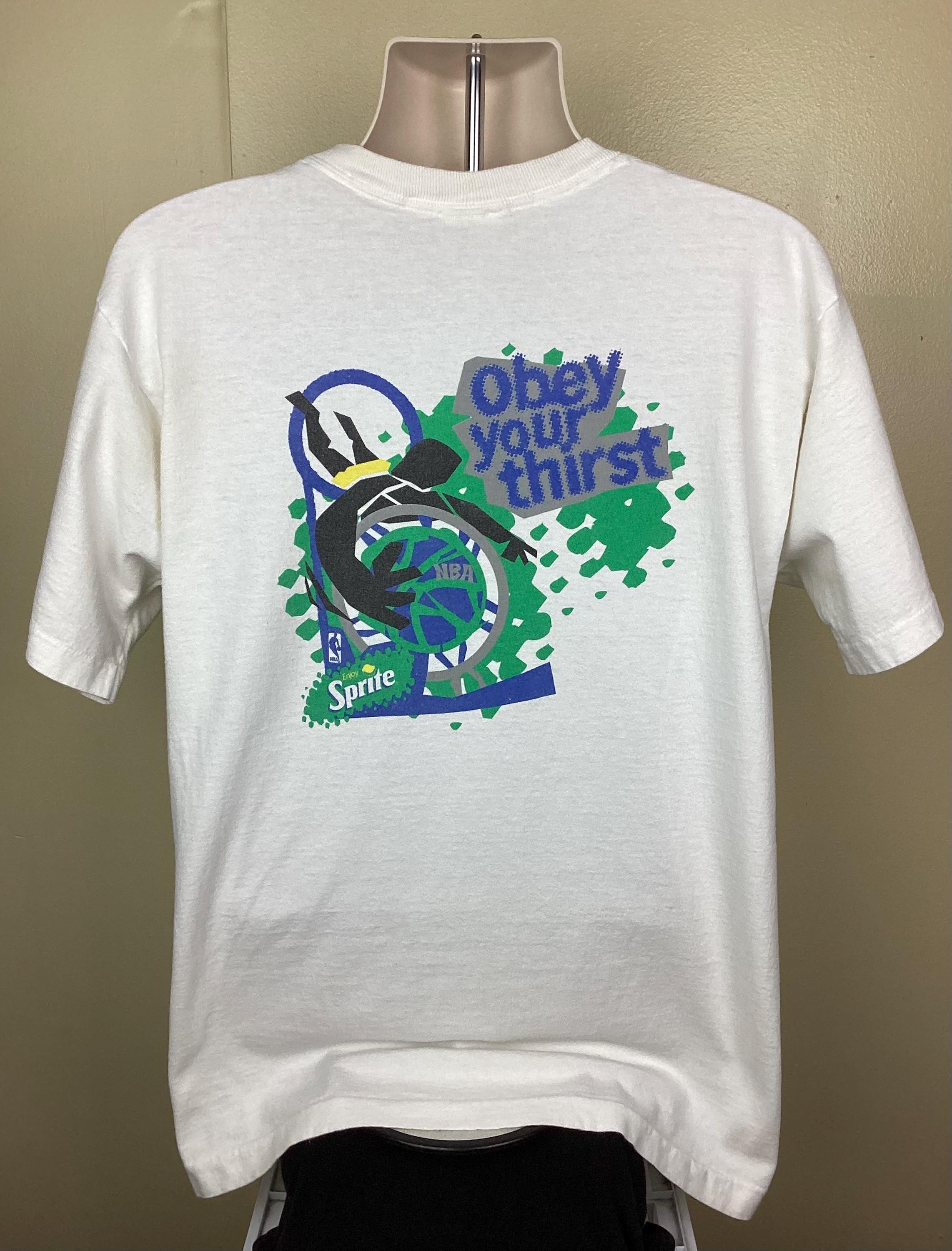 Vtg 90s Sprite Obey Your Thirst NBA Basketball T-shirt White L