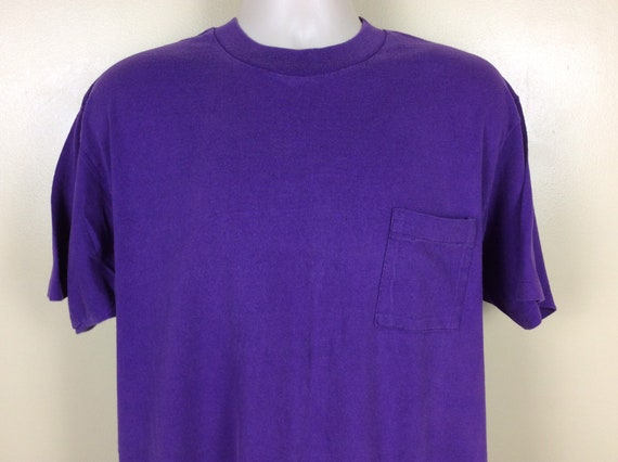 Vtg 90s Tultex Plain Purple Pocket T-shirt L/XL Blank Single - Etsy