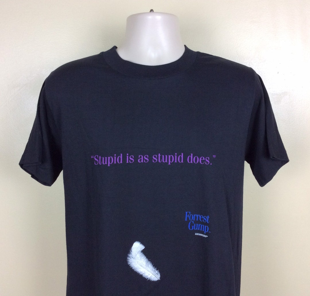 Vtg 90s Forrest Gump Stupid Is As Stupid Does T-Shirt Black M ...