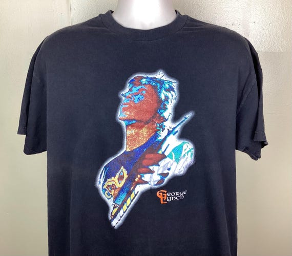 Vtg 90s George Lynch T-shirt Black L Dokken Lynch Mob Heavy Metal