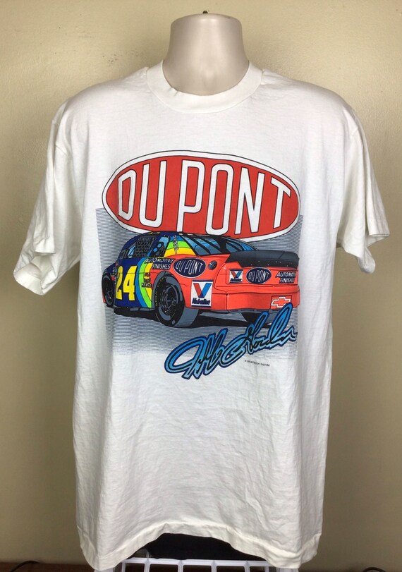 Vtg 1995 Jeff Gordon Dupont NASCAR T-shirt White XL 90s Auto