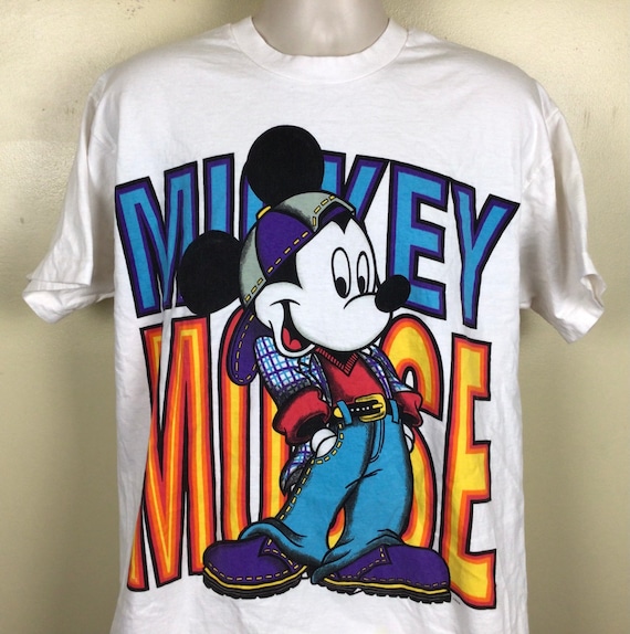 Vtg 90s Mickey Mouse T-Shirt White XL Disney Larg… - image 1