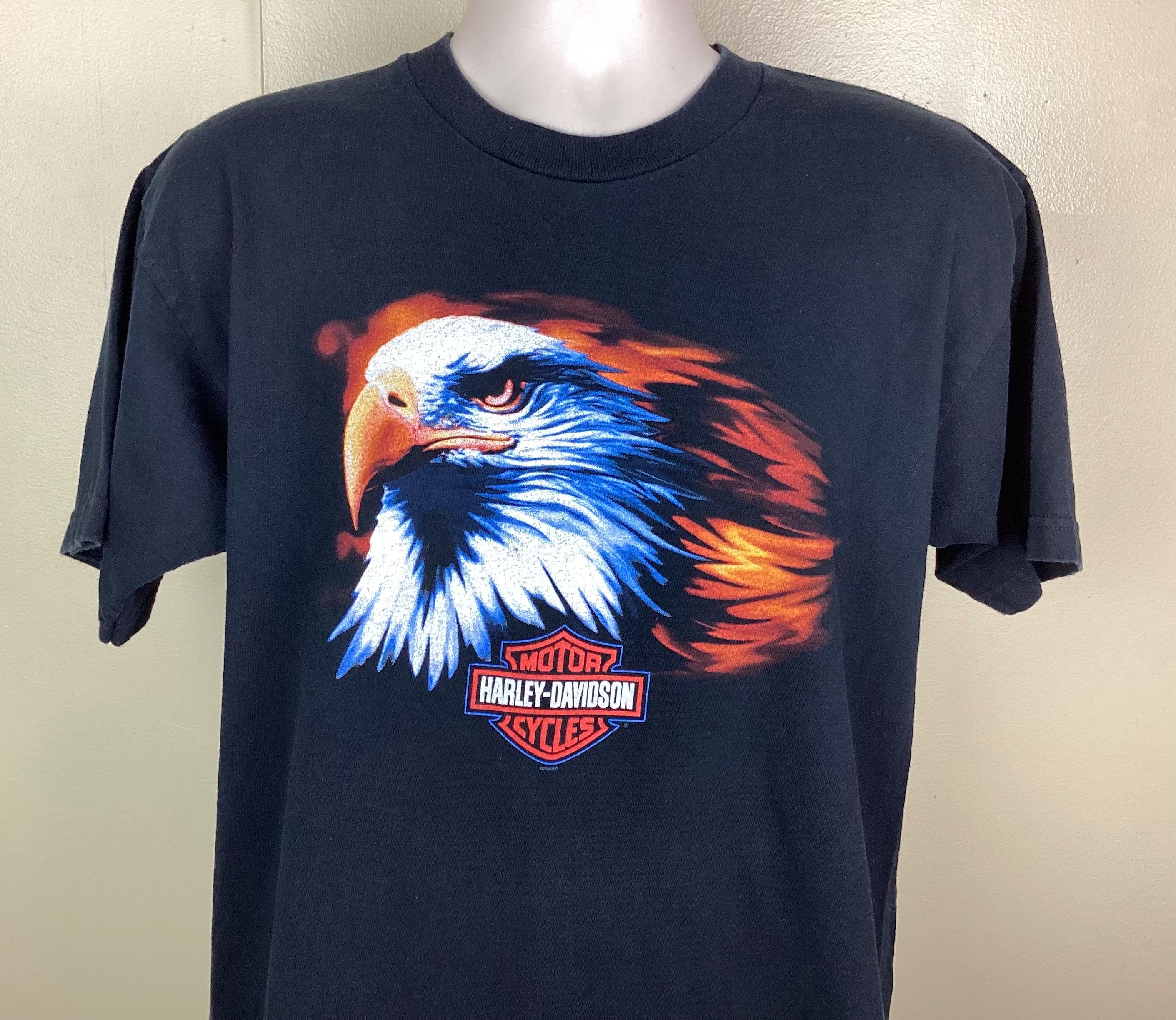 Y2K HARLEY-DAVIDSON L/S Tシャツ イーグル ギャル Vtg 2004 Harley Davidson Bald Eagle T-shirt Black L Y2K