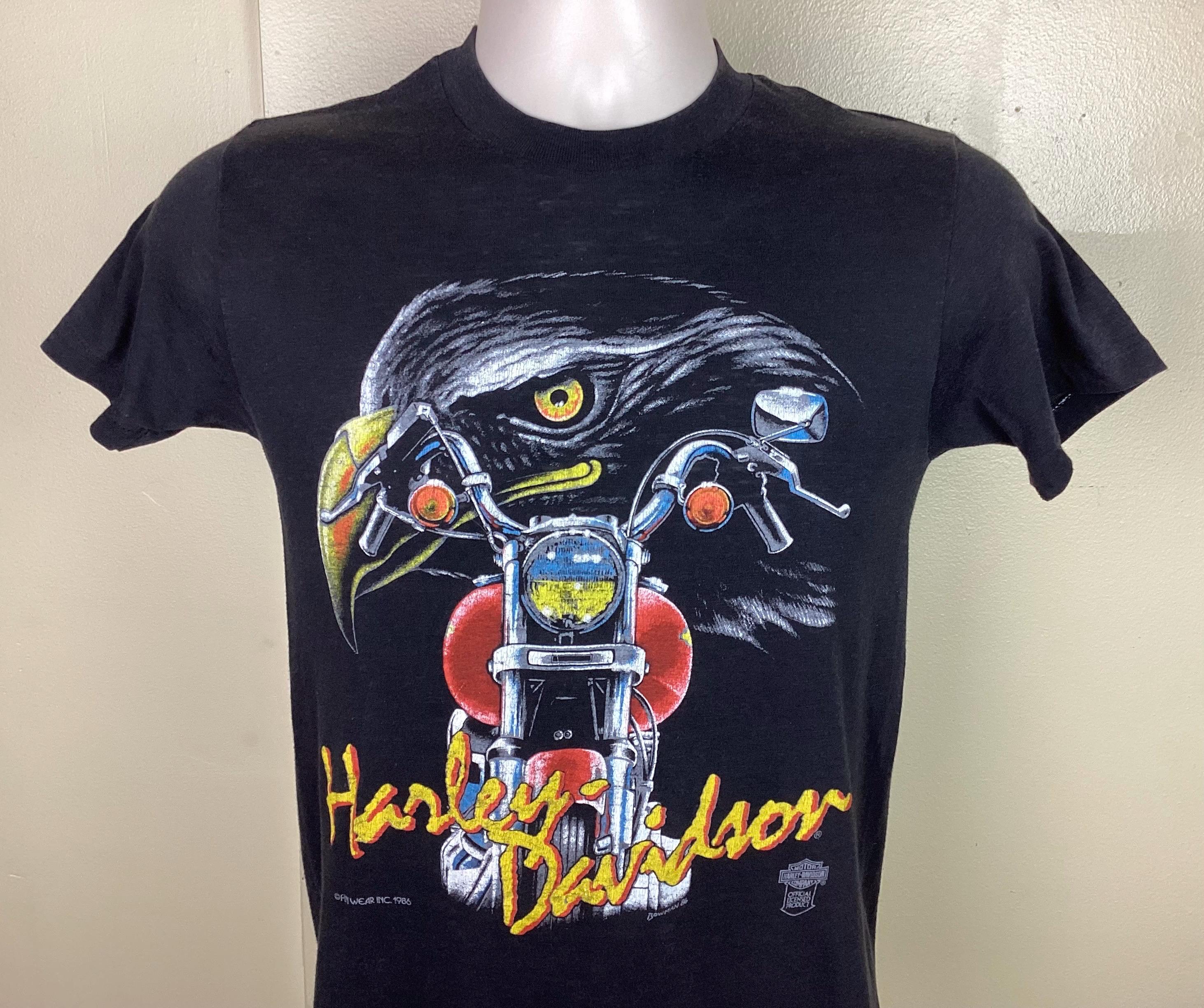 80's vintage Harley tシャツ L イーグル no.1 Vtg 1986 Harley Davidson T-shirt Black S 80s Single Stitch Funwear