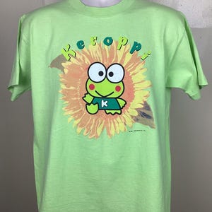 Vtg 1998 Sanrio Keroppi T-Shirt Green L 90s Japanese Animation Character Anime Japan Single Stitch Hello Kitty image 2