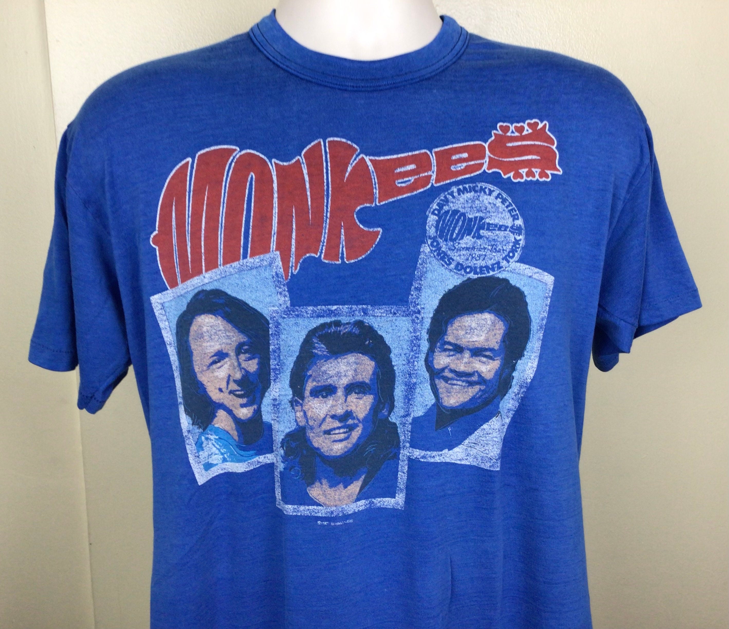 Vtg 1987 Monkees Concert T-shirt Blue L 80s Classic Rock Band
