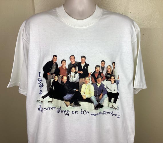 Vtg 1998 Discover Stars on Ice T-shirt White L 90s Figure Skating