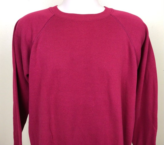 Vtg 80s Hanes Plain Dark Red Raglan Crewneck Swea… - image 1