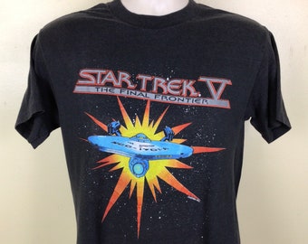Vtg 1989 Star Trek V the Final Frontier T-shirt Black M/L
