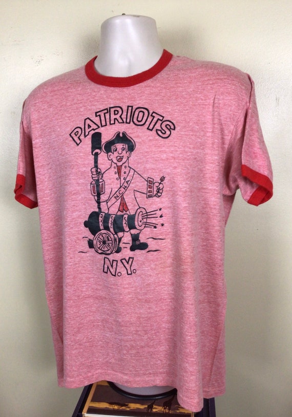 Vtg 70s Patriots N.Y. Ringer T-Shirt Heather Red … - image 4
