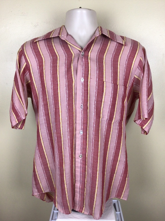 Vtg 70s Van Heusen 417 Vertical Striped Short Sle… - image 2