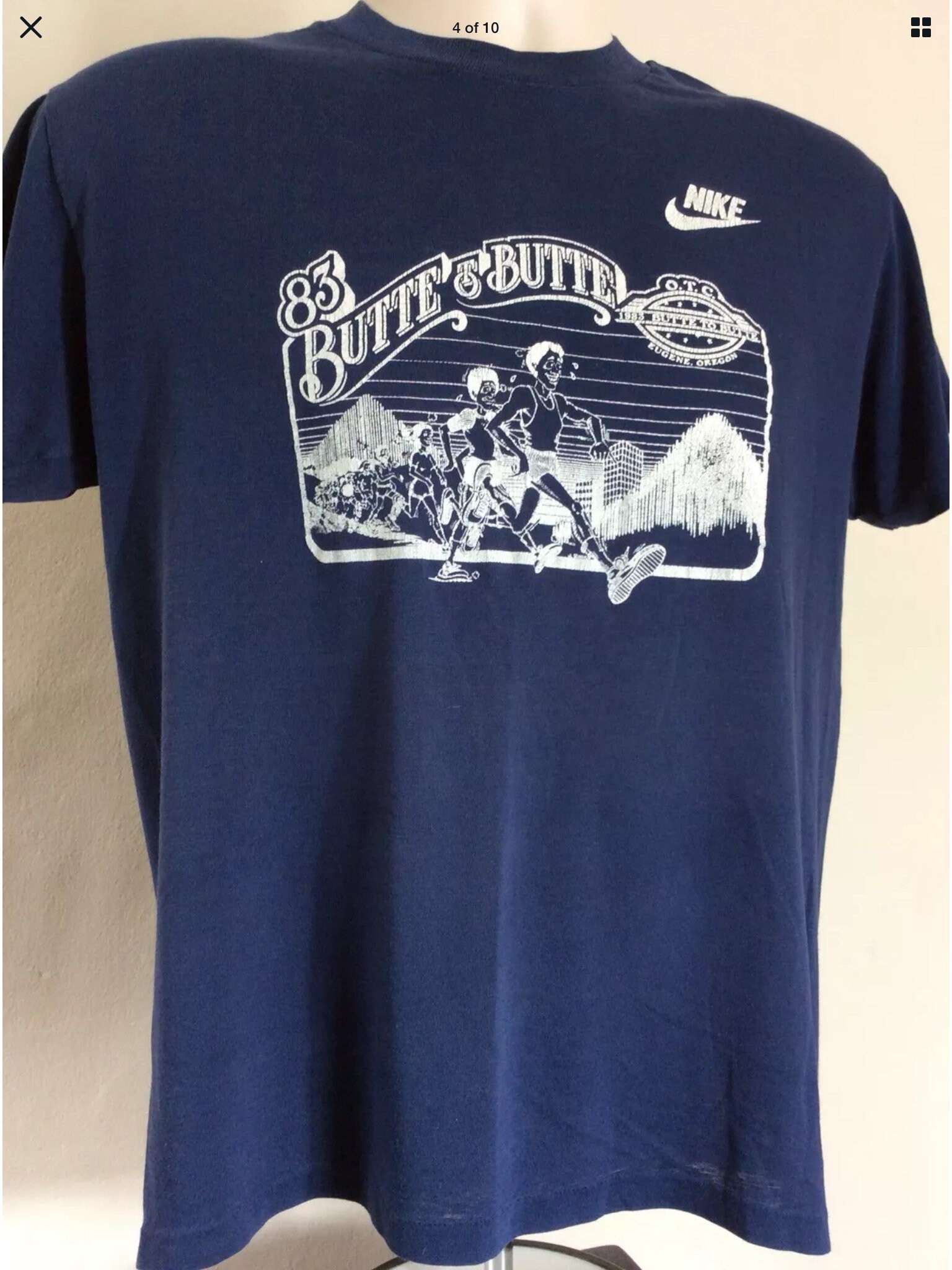 ヴィンテージ 1983 ナイキ ビュート トゥ ビュート Tシャツ ブルー M/L 