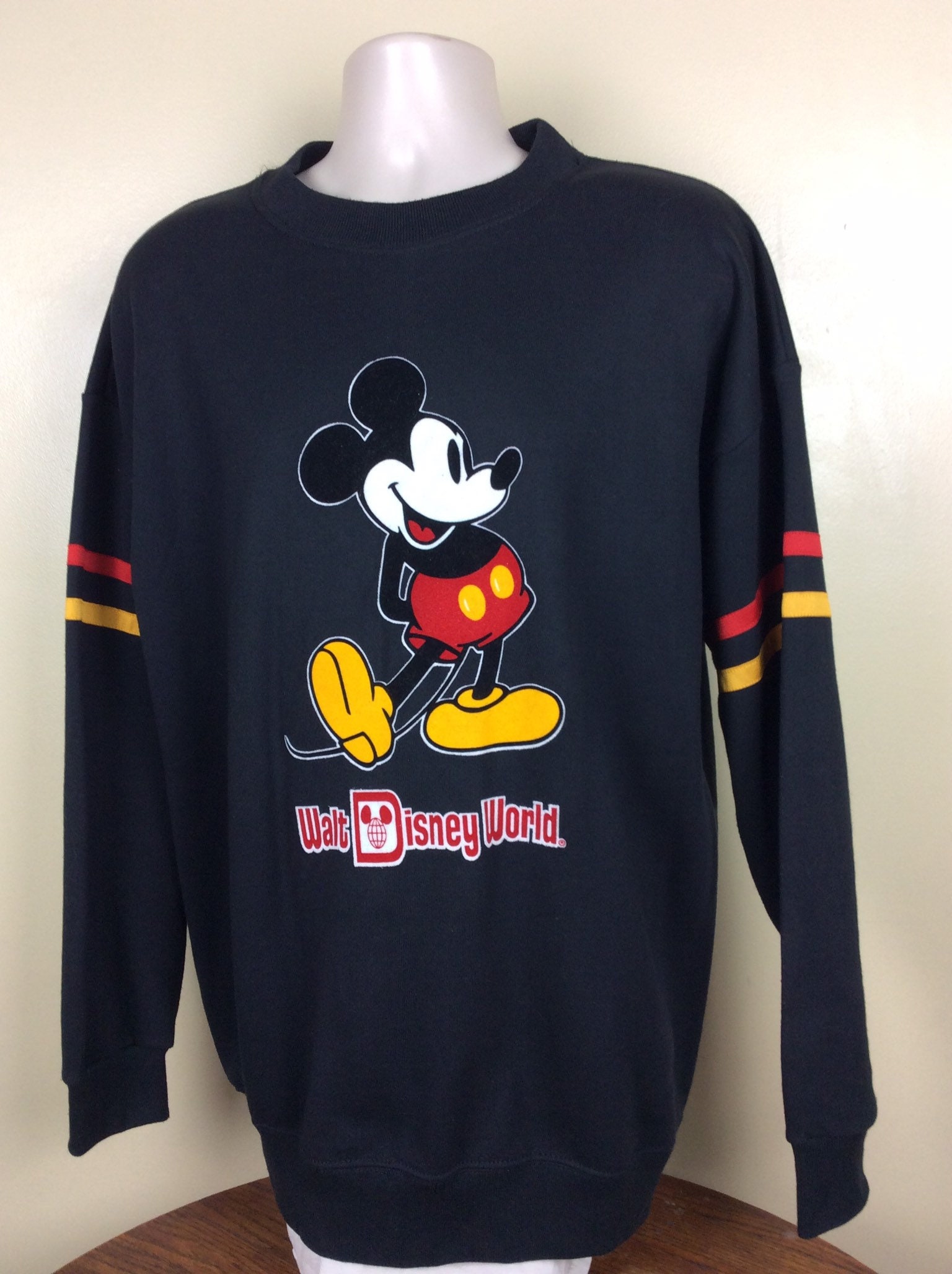 Vtg 80s 90s Walt Disney World Mickey Mouse Sweatshirt Black XXL 