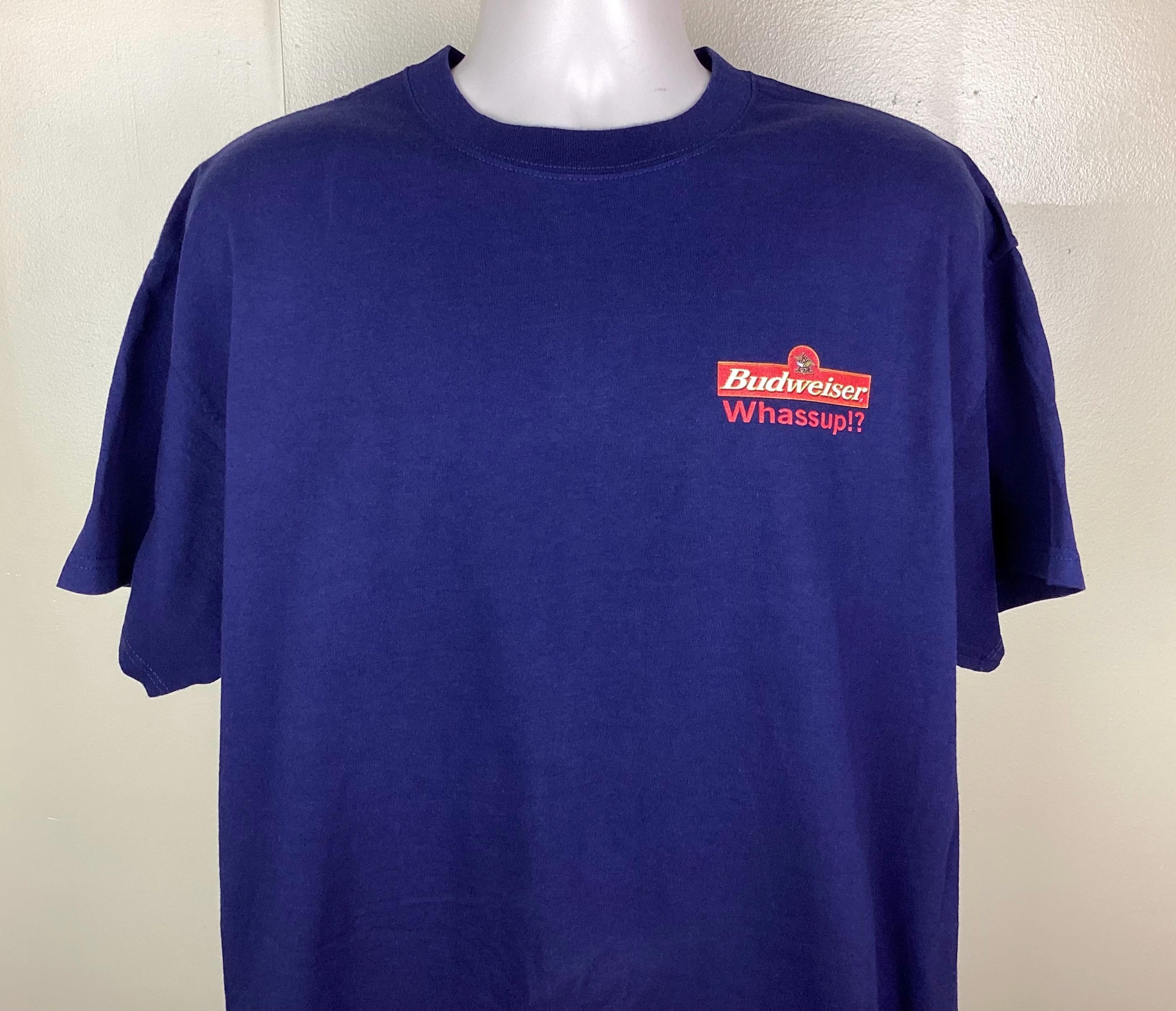 Vtg 2000 Budweiser Whassup T-shirt Blue XL Y2K Chillin Having A