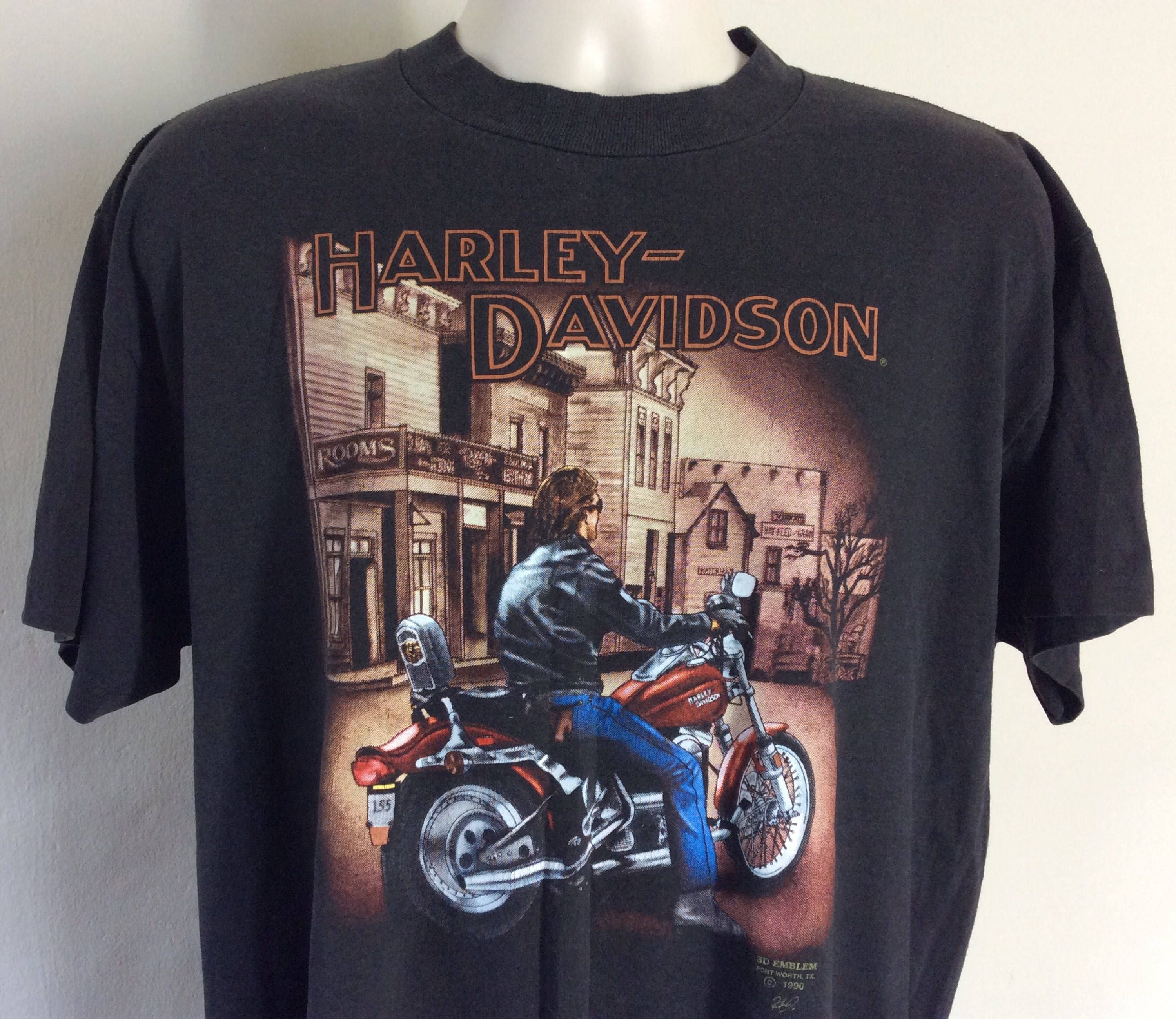 1990 3D Emblem Harley Davidson Tee Kleding Gender-neutrale kleding volwassenen Tops & T-shirts T-shirts T-shirts met print 