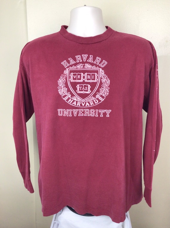 Vtg 80s Harvard University Long Sleeve T-Shirt L/… - image 1