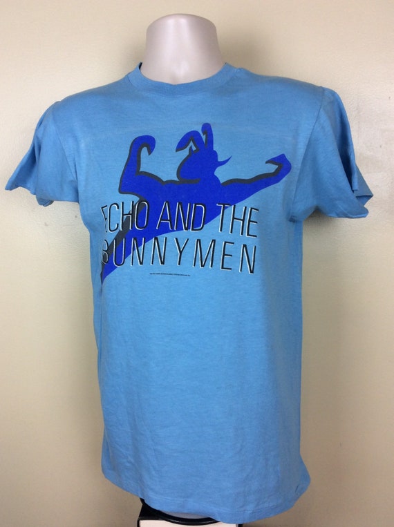 Vtg 1981 Echo And The Bunnymen T-Shirt Blue S/M 8… - image 4