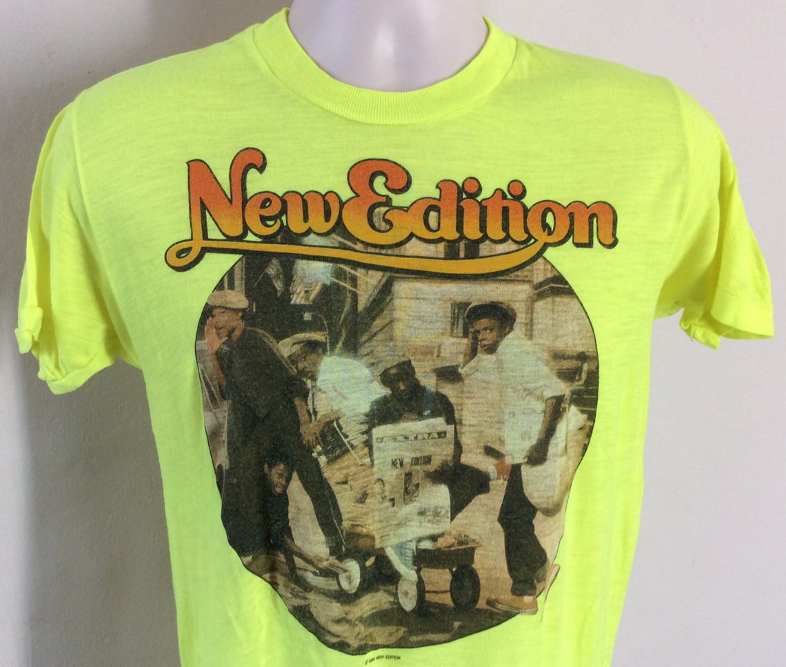 Vtg 1984 New Edition T-shirt Yellow S/M 80s R&B Hip Hop Bobby | Etsy