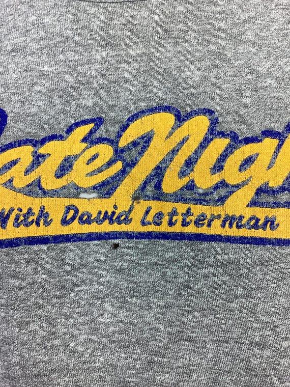Vtg 80s Late Night With David Letterman T-shirt Heather Gray