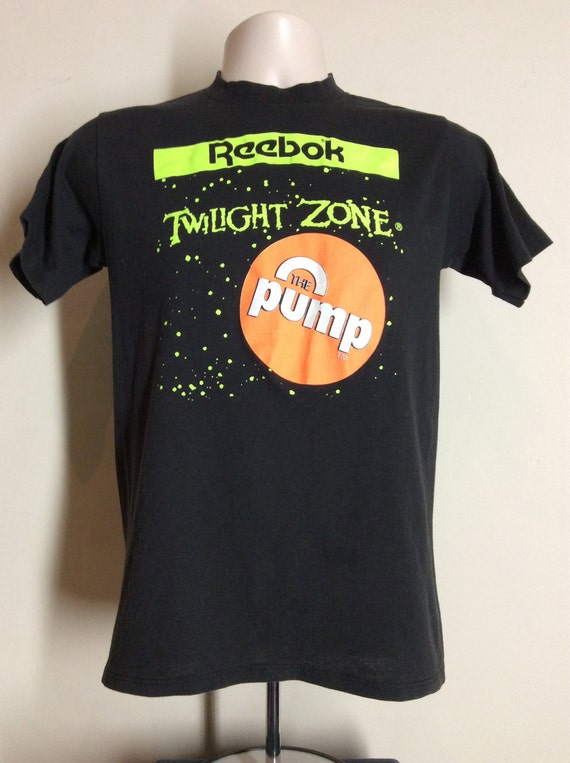 Vtg 1990 Reebok Pump Twilight Zone T shirt Black S 90s Sneakers