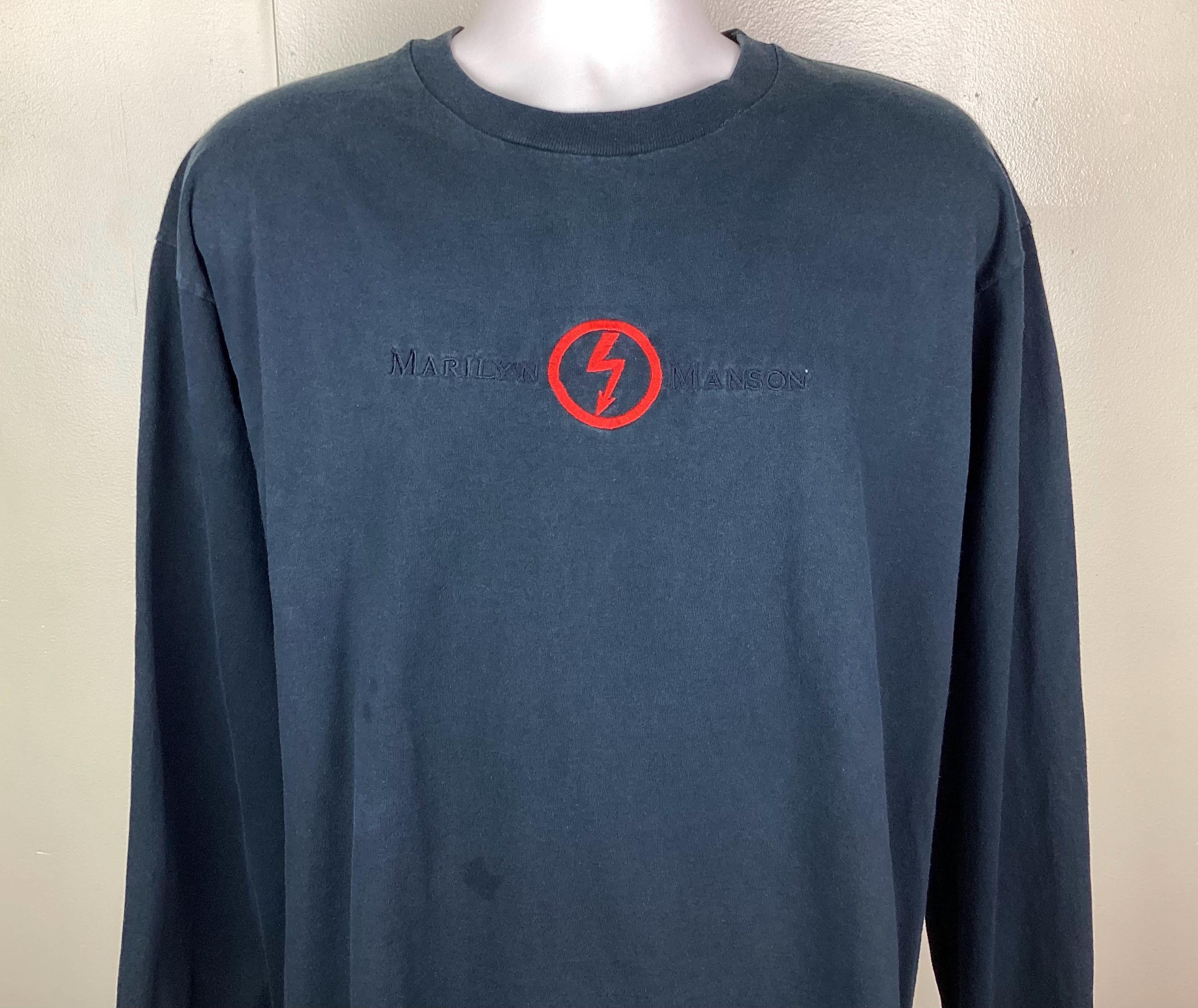 T-Shirt Vintage Marilyn Manson Spooky Kids - Manches Longues - Taille L - Noir - Occasion Parfait État