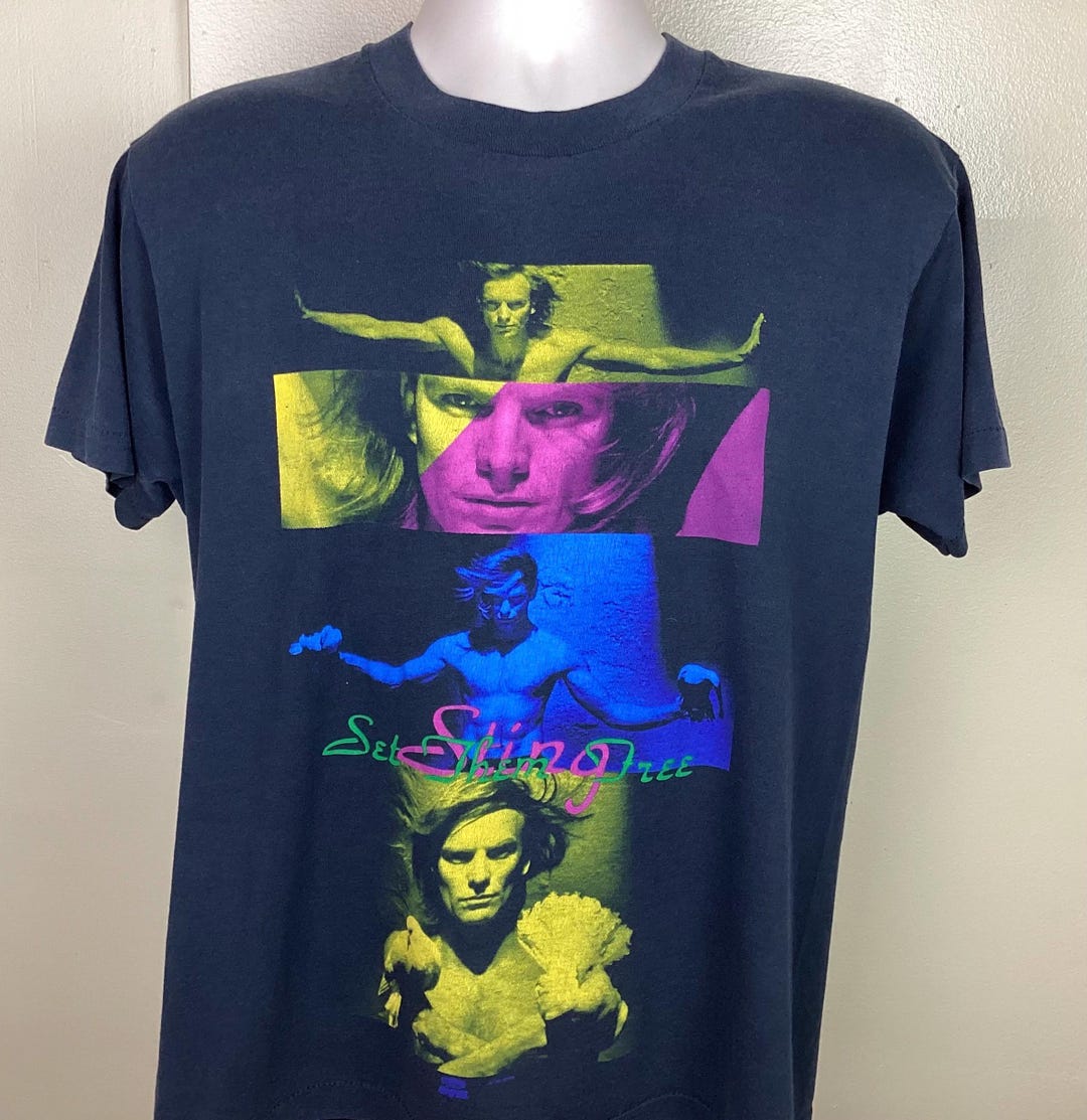 Vtg 80s Sting Set Them Free T-shirt Black L If You Love Somebody
