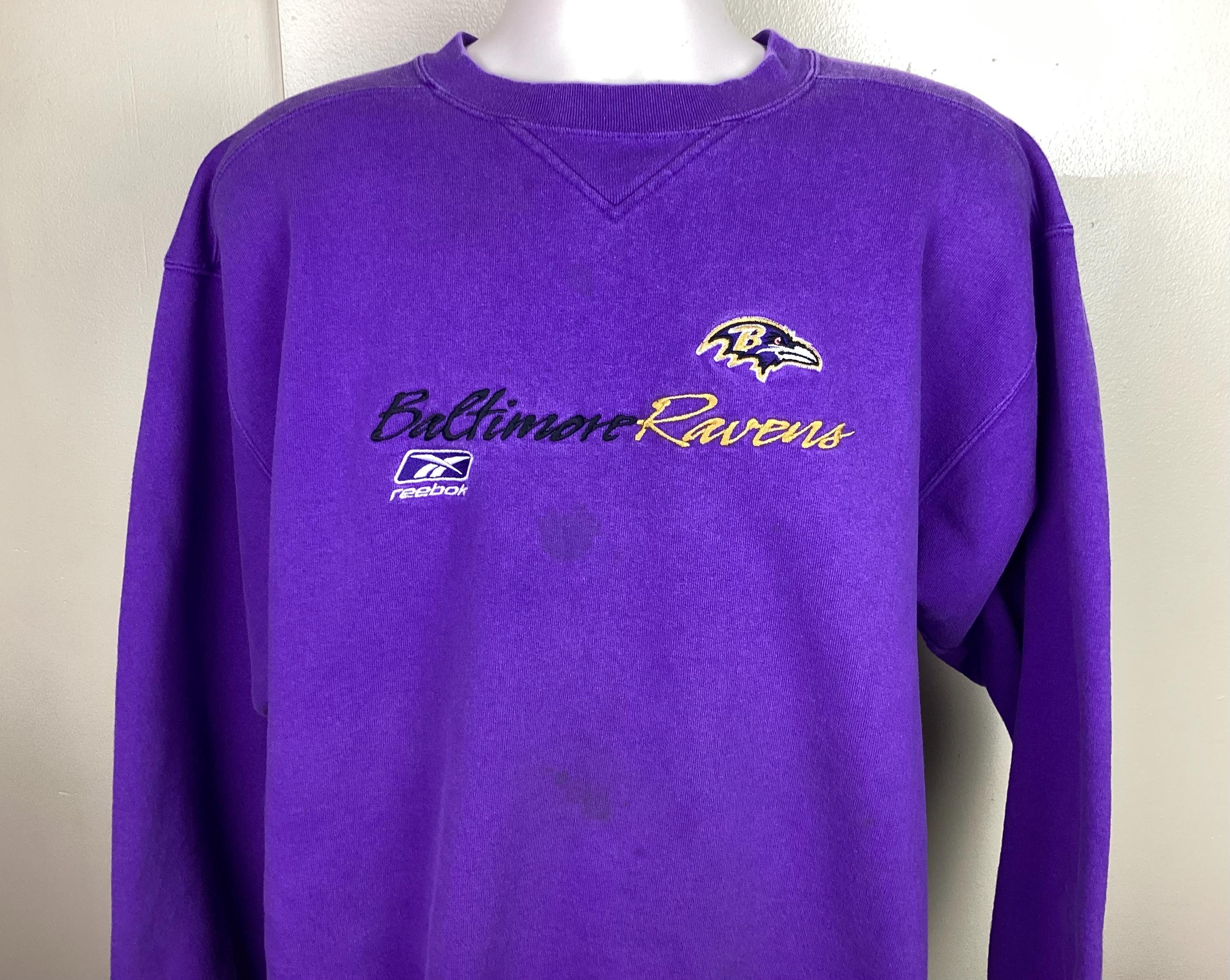 Vtg 90s Baltimore Ravens Embroidered Crewneck Sweatshirt Purple L