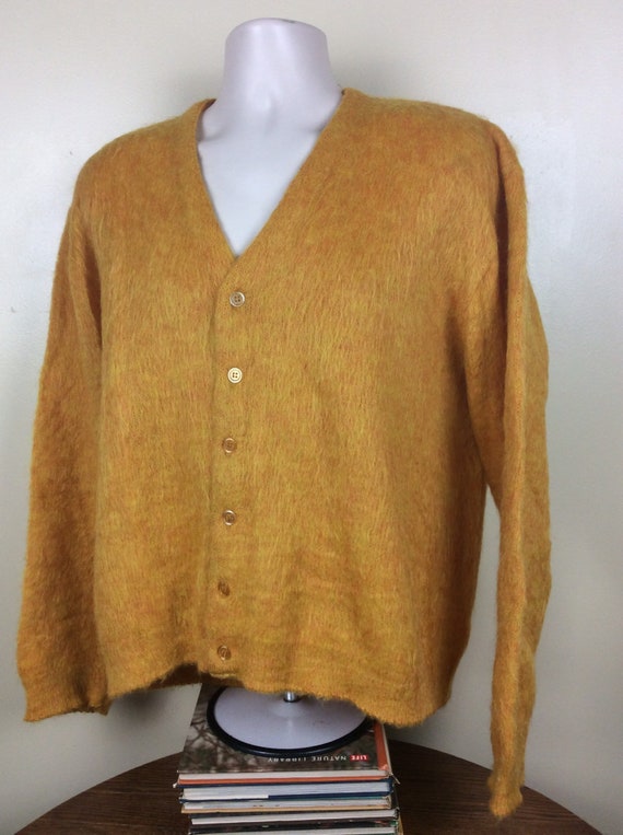 Vtg 60s Prince Marc Mohair Cardigan Sweater XL Go… - image 4