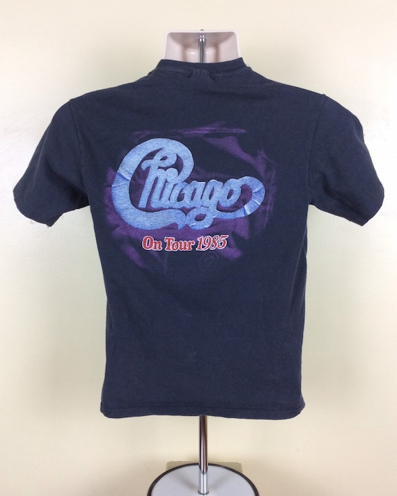 Vtg 1985 Chicago Concert T-Shirt Black XS/S 80s Y… - image 3