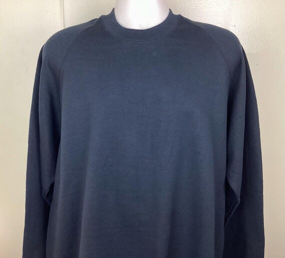 Vtg 80s Jerzees Plain Black Raglan Crewneck Sweatshirt XL Blank 50 