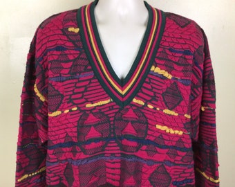 【Vintage】COOGI 3D KNIT CARDIGAN Vintage 90s Coogi Australia 3D Knit Wool Cardigan Sweater Size S