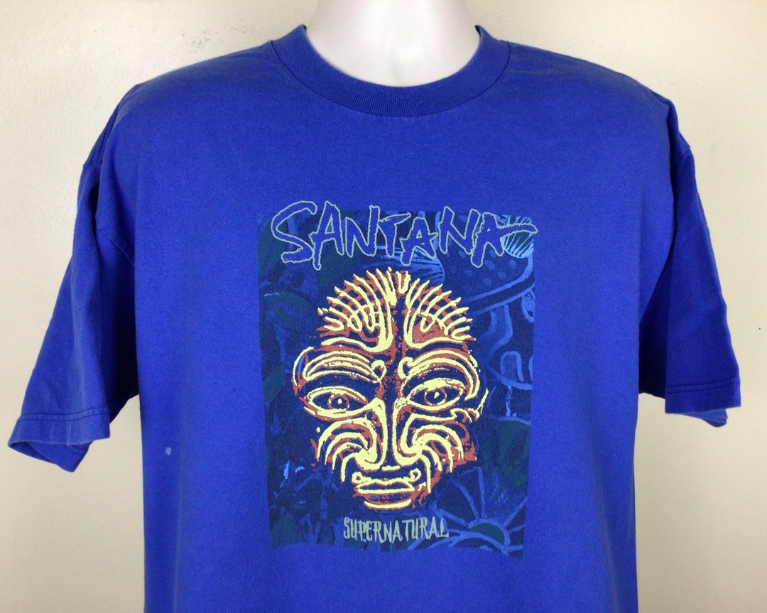 Vtg 1999 Santana Supernatural T-shirt Blue XL 90s Classic Rock