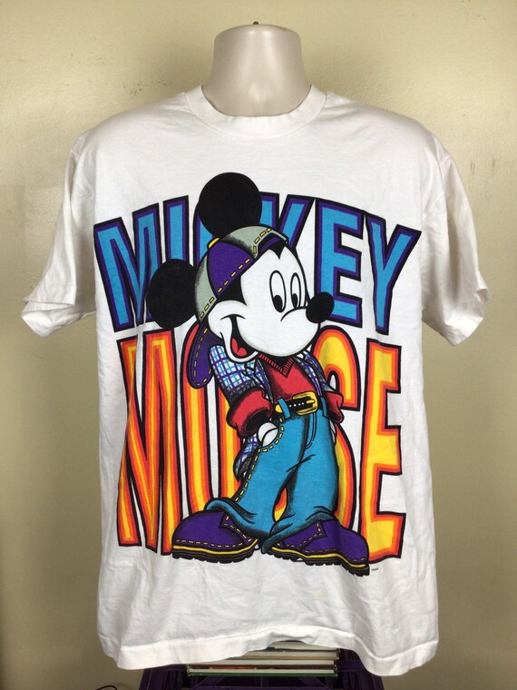 Vtg 90s Mickey Mouse T-Shirt White XL Disney Larg… - image 2